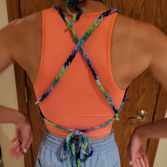 Butterfly top, hand crafted crochet, blue, green, purple NWOT - Picture 12 of 16